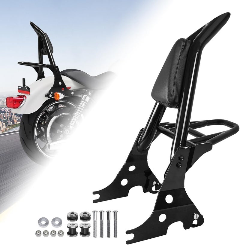 AUFER Motorcycle Detachable Rear Passenger Backrest Sissy Bar With Luggage Rack Rotary Docking Latches Clips Compatible With For 2004-Up Sportster XL 883 1200 Super Low Forty Eight Seventy Two - Image 1
